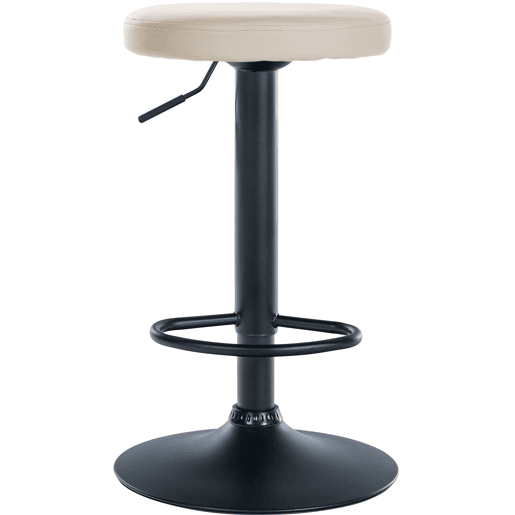 Taburete de bar Ponte redondo en polipiel Simil cuero Crema 38.5X38.5X60 cm
