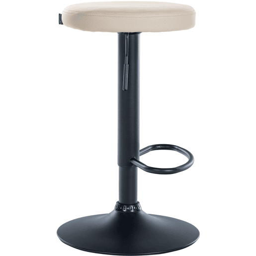 Taburete de bar Ponte redondo en polipiel Simil cuero Crema 38.5X38.5X60 cm