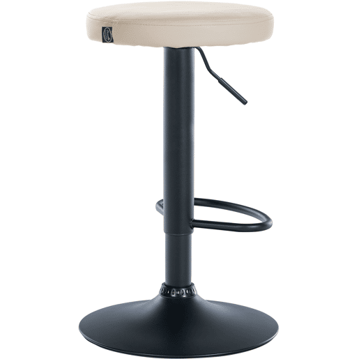 Taburete de bar Ponte redondo en polipiel Simil cuero Crema 38.5X38.5X60 cm