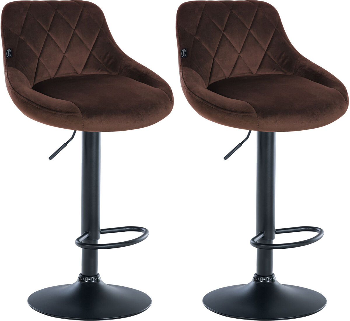 Set de 2 taburetes lazio en terciopelo marrón 49x46x83 cm
