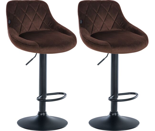 Set de 2 taburetes lazio en terciopelo marrón 49x46x83 cm