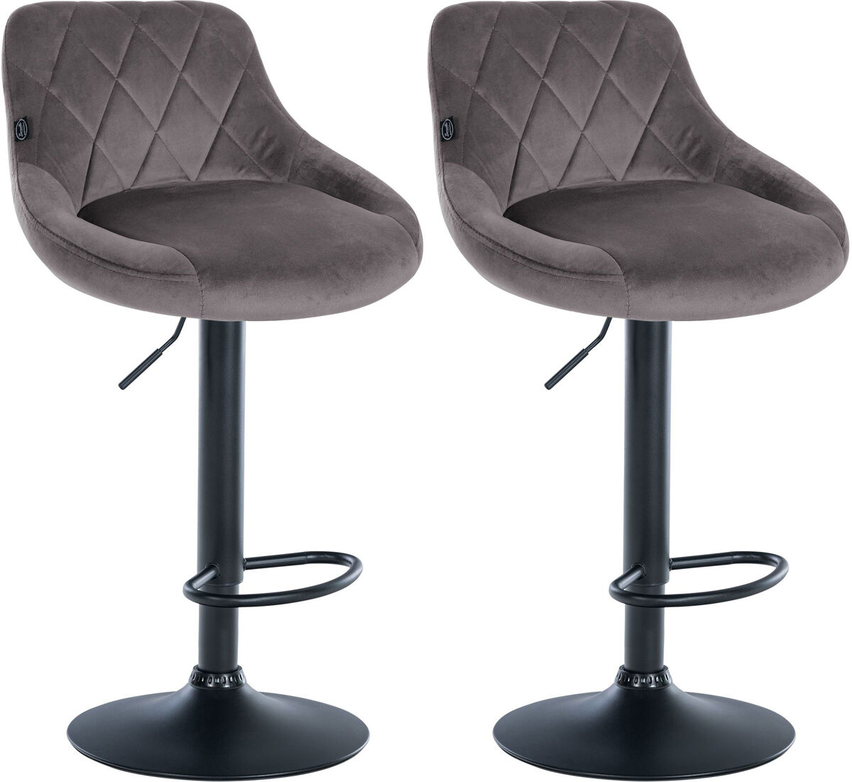 Set de 2 taburetes lazio en terciopelo gris 49x46x83 cm