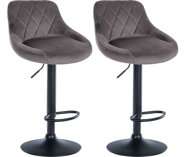 Set de 2 taburetes lazio en terciopelo gris 49x46x83 cm