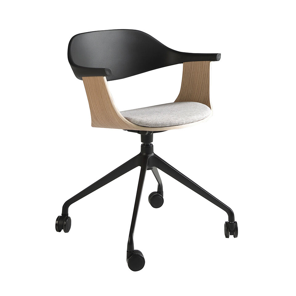 ANGEL CERDA Silla oficina giratoria tela gris claro y pvc negro