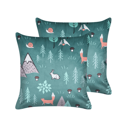 Conjunto de 2 almofadas decorativas FOOTHILL Veludo 45 x 45 cm Verde menta