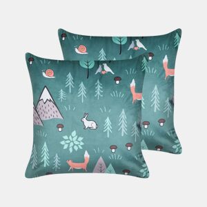 Conjunto de 2 almofadas decorativas FOOTHILL Veludo 45 x 45 cm Verde menta