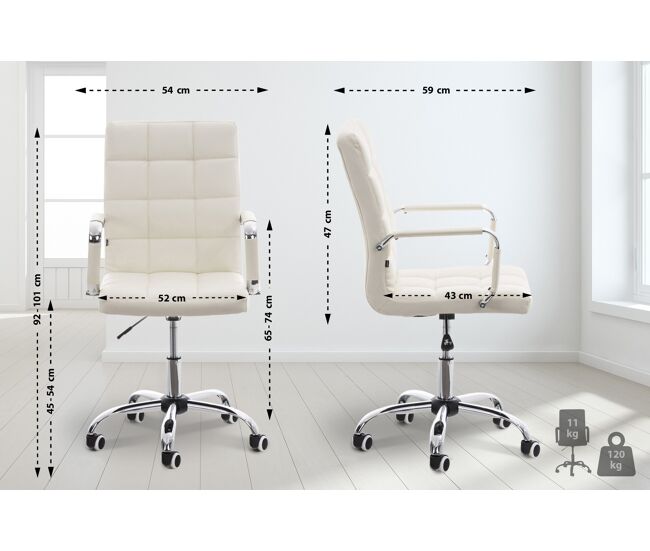 Silla de oficina deli v2 simil cuero blanco 59x54x92 cm