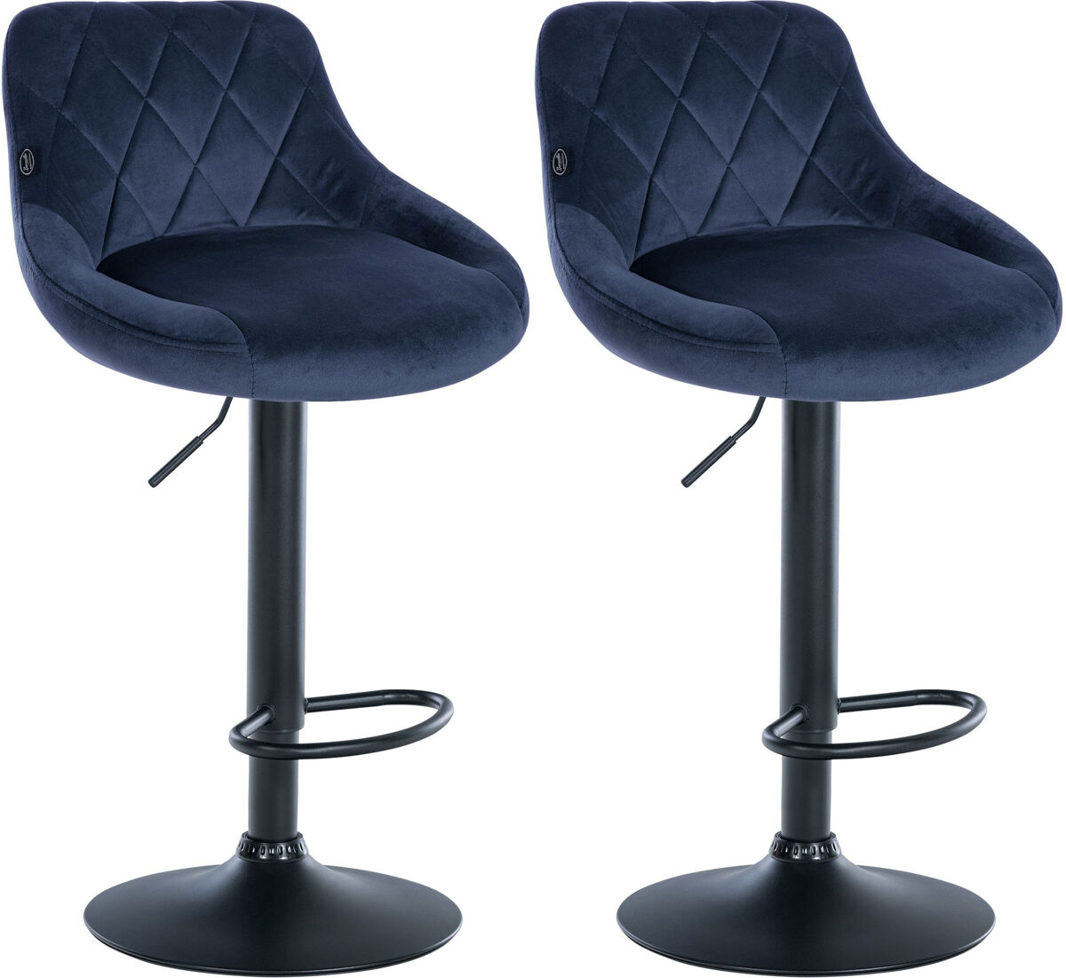 Set de 2 taburetes lazio en terciopelo azul 49x46x83 cm
