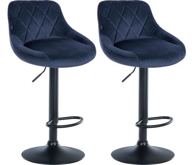 Set de 2 taburetes lazio en terciopelo azul 49x46x83 cm