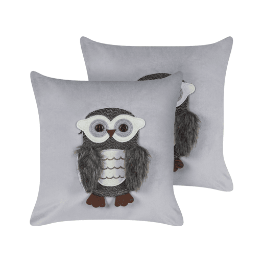 Conjunto de 2 almofadas decorativas OPHRYS Veludo 45 x 45 cm Cinzento