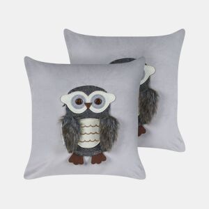 Conjunto de 2 almofadas decorativas OPHRYS Veludo 45 x 45 cm Cinzento