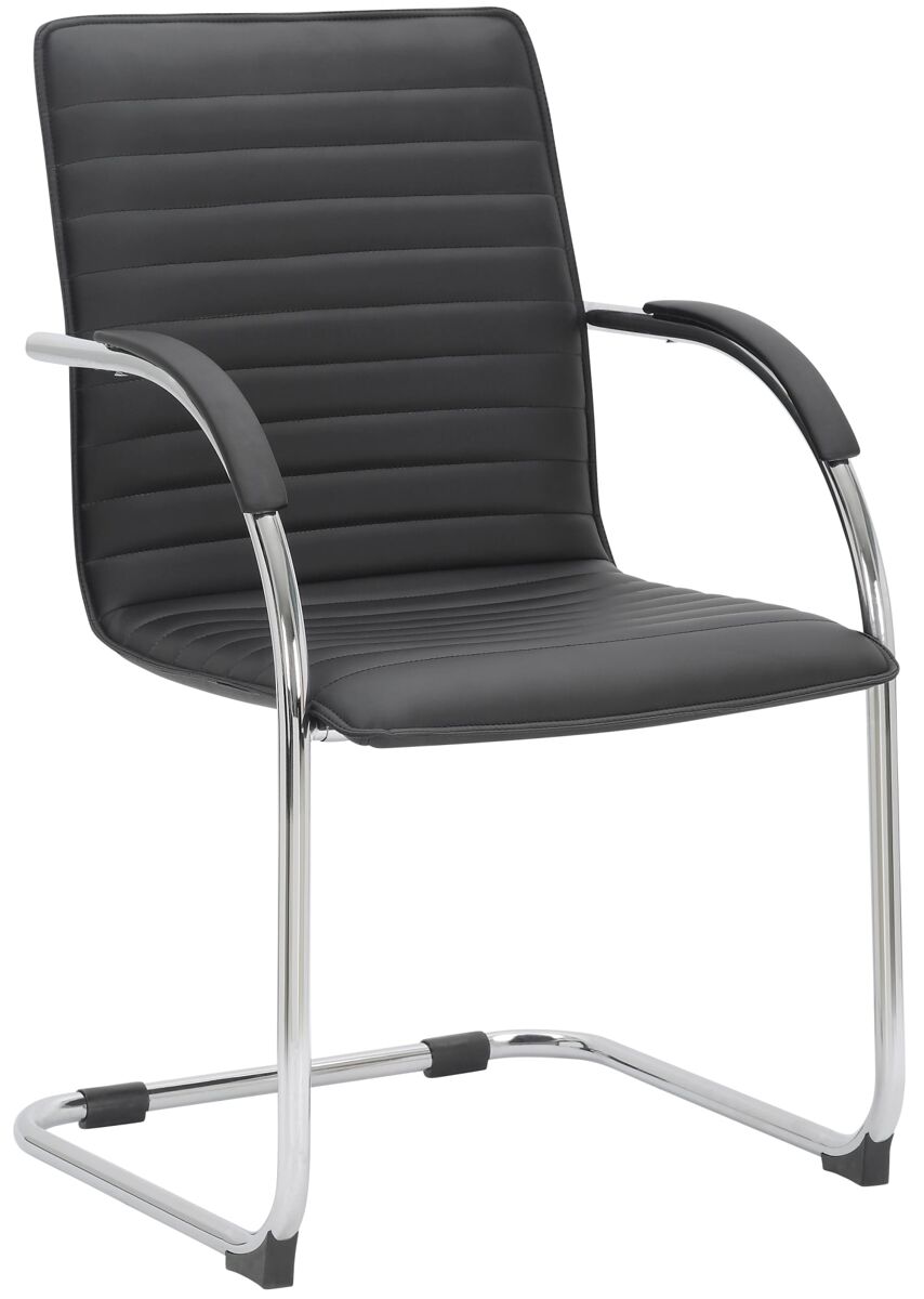 Silla de conferencia tira en polipiel simil cuero negro 60x56x95 cm