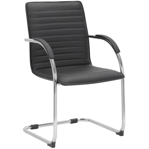 Silla de conferencia Tira en polipiel Simil cuero Negro 60X56X95 cm