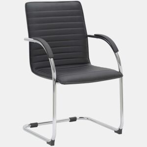 Silla de conferencia Tira en polipiel Simil cuero Negro 60X56X95 cm