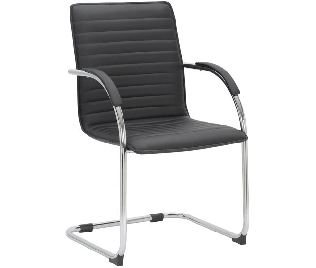 Silla de conferencia tira en polipiel simil cuero negro 60x56x95 cm
