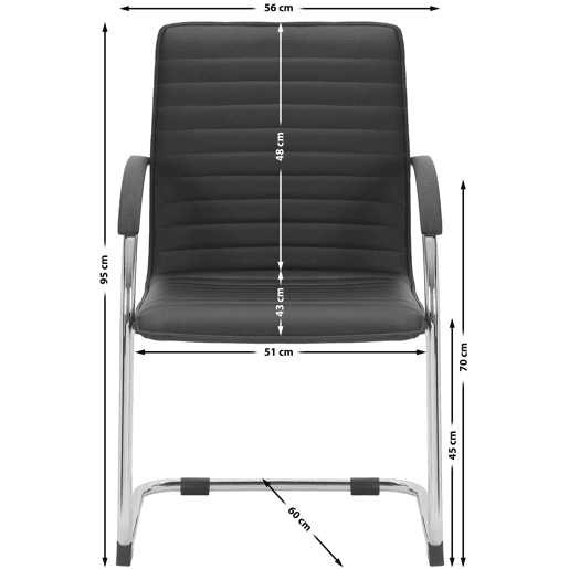Silla de conferencia Tira en polipiel Simil cuero Negro 60X56X95 cm