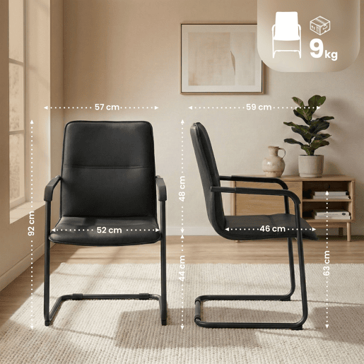 Silla voladiza Seattle de piel sintetica Simil cuero Negronegro 59X57X92 cm