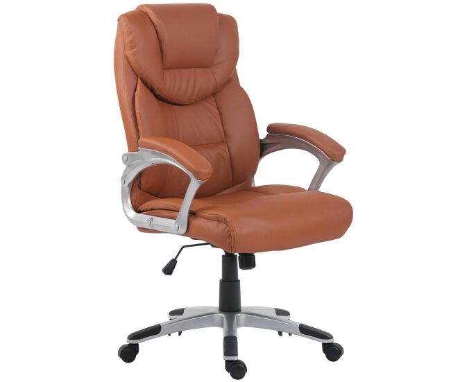 Silla de oficina texas cuero sintético simil cuero marrón claro 73x65x109 cm