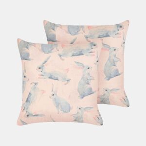 Conjunto de 2 almofadas decorativas RATIBIDA Algodão 45 x 45 cm Rosa