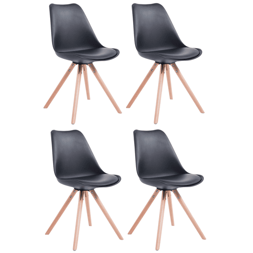 Set de 4 sillas para visitas Toulouse Rund en polipiel Simil cuero Negro 56X48X83 cm