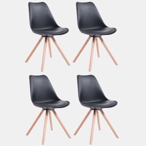 Set de 4 sillas para visitas Toulouse Rund en polipiel Simil cuero Negro 56X48X83 cm