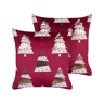 Conjunto de 2 almofadas decorativas GOLDSPRUCE Veludo 45 x 45 cm Vermelho Padrão natalicio