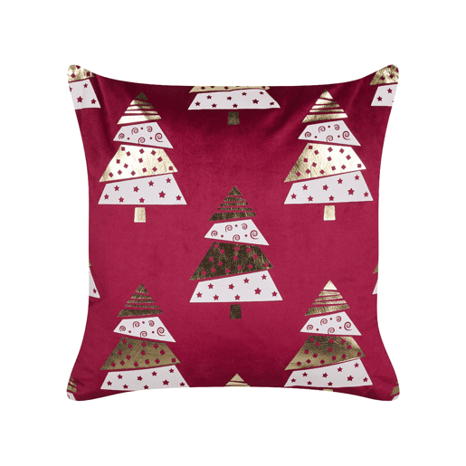 Conjunto de 2 almofadas decorativas GOLDSPRUCE Veludo 45 x 45 cm Vermelho Padrão natalicio