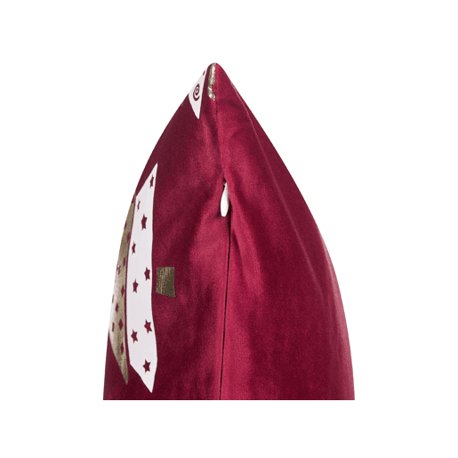 Conjunto de 2 almofadas decorativas GOLDSPRUCE Veludo 45 x 45 cm Vermelho Padrão natalicio
