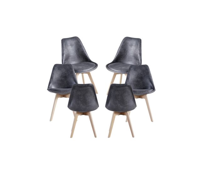 Pack 6 sillas synk vintage - gris oscuro