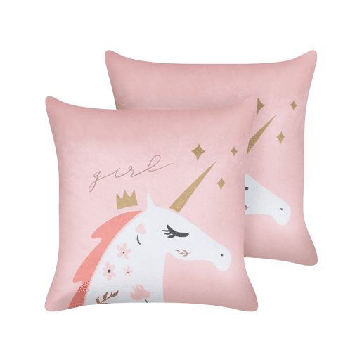 Conjunto de 2 almofadas decorativas UNIOLA Veludo 45 x 45 cm Rosa