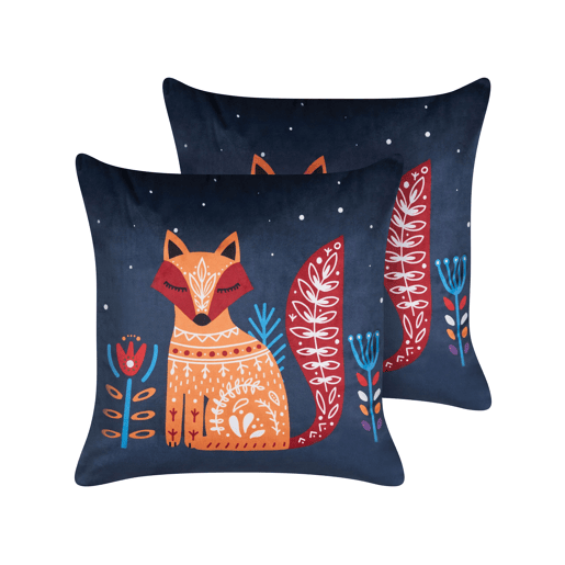 Conjunto de 2 almofadas decorativas FIRESPIKE Veludo 45 x 45 cm Azul escuro