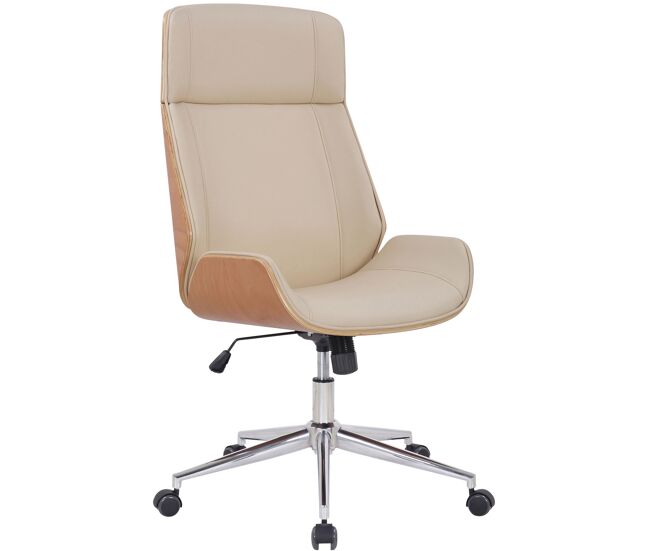 Silla de oficina varel simil cuero natural/crema 66x58x110 cm
