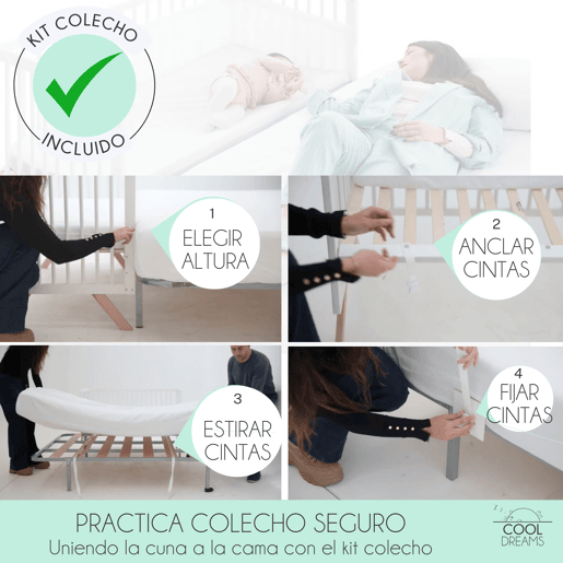 Berço co-sleeping Indi 120x60 + kit co-sleeping + roupa de cama e topper Cool-Dreams© Berço co-sleeping Indi 120x60 + kit co-sleeping + roupa de cama e topper Cool-Dreams©