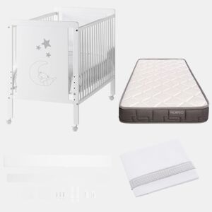Berço Indi + kit co-sleeping + colchĂ£o HR + 4 rodas + estrado Cool-Dreams© + bancada Cool-Dreams