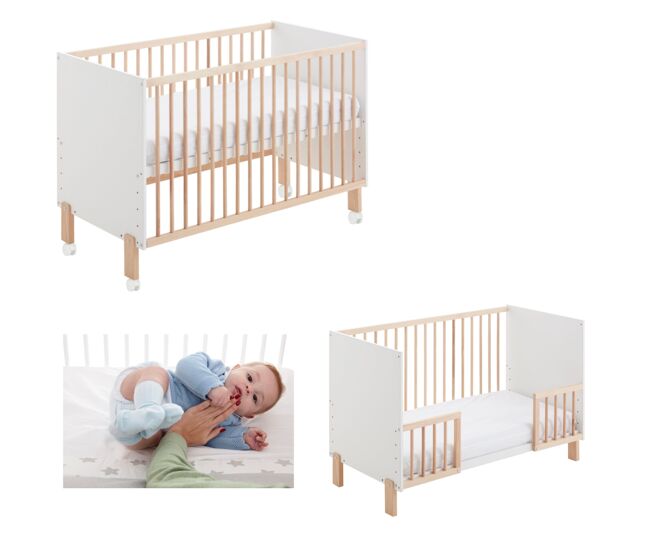 Cuna colecho umami 120x60 + kit colecho + barandillas para convertir la cuna en cama + 4 ruedas
