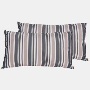 Conjunto de 2 almofadas de jardim KASTOS Às riscas 40 x 70 cm Taupe
