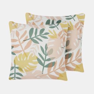Conjunto de 2 almofadas de jardim TEGEA Padrão de plantas 45 x 45 cm Multicolor