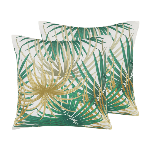 Conjunto de 2 almofadas de jardim GAIANA Padrão de plantas 45 x 45 cm Verde