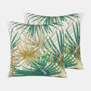 Conjunto de 2 almofadas de jardim GAIANA Padrão de plantas 45 x 45 cm Verde