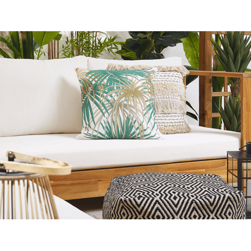 Conjunto de 2 almofadas de jardim GAIANA Padrão de plantas 45 x 45 cm Verde
