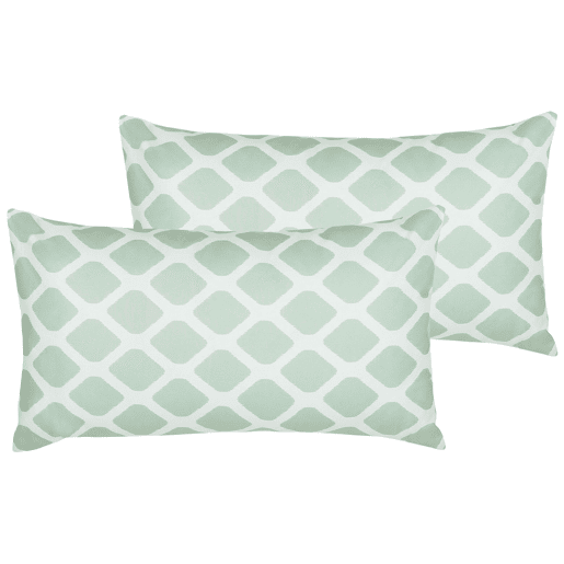 Conjunto de 2 almofadas de jardim KALAMOS Padrão geométrico 40 x 70 cm Verde menta