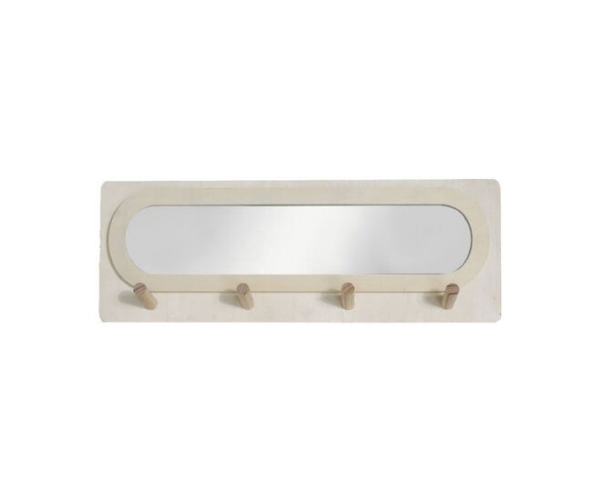 Colgador con espejo en color natural. 70x25cm