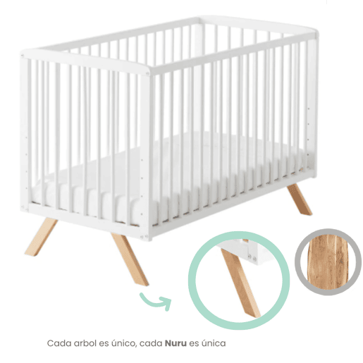 Berço de co-sleeping Nuru + kit de co-sleeping + kit para converter o berço em cama cor branca