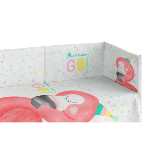 Cobertor de bebé extra resistente 60x120 cm em piqué, para proteger o seu bebé das barras do berço. Coleção Flamingo Dreams