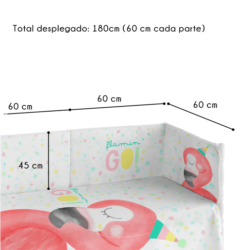 Cobertor de bebé extra resistente 60x120 cm em piqué, para proteger o seu bebé das barras do berço. Coleção Flamingo Dreams
