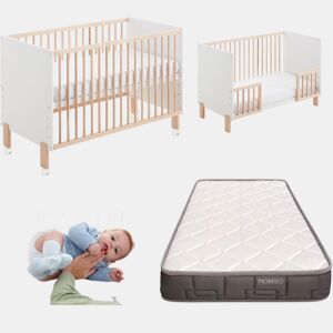Berço Umami 120x60 + kit de dormir em conjunto + colchão HR + calhas para transformar o berço numa cama + 4 rodas