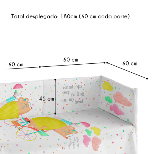 Cobertor de bebé extra resistente 60x120 cm em piqué, para proteger o seu bebé das barras do berço. Coleção Raindrops Dreams