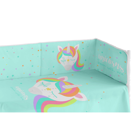 Cobertor de bebé extra resistente 60x120 cm em piqué, para proteger o seu bebé das barras do berço. Coleção Unicorn Dreams