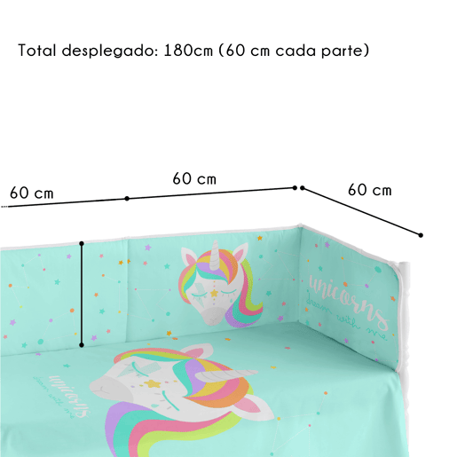 Cobertor de bebé extra resistente 60x120 cm em piqué, para proteger o seu bebé das barras do berço. Coleção Unicorn Dreams