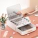 Estuche portátil organizador de joyas con espejo Estuche portátil organizador de joyas con espejo Blanco